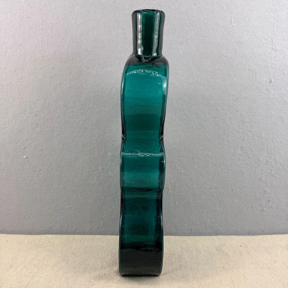 Blenko 8904 Teal Green Puzzle Vase Hank Adams 1989 MCM